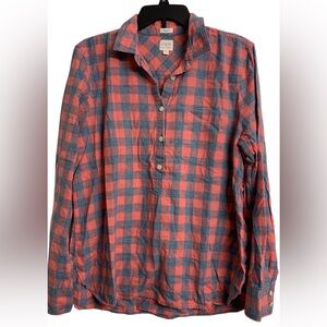 J. Crew L Boy Fit Plaid Classic Casual Shirt Pink Blue
